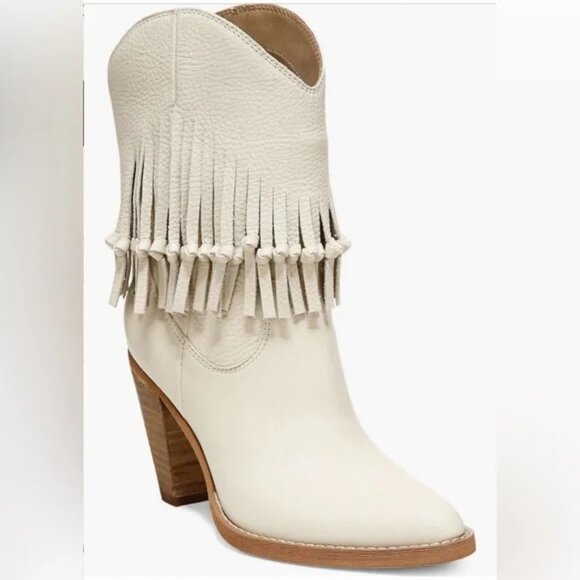 NWT! ZODIAC 'Donna' Western Cowboy Carter Leather Fringe Trim Booties Boots - Picture 1 of 4